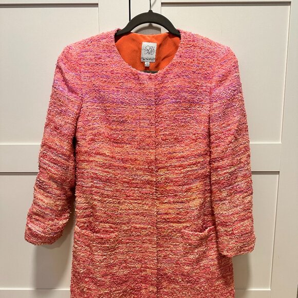 Joan & David Coral Tweed Coat - Picture 1 of 6